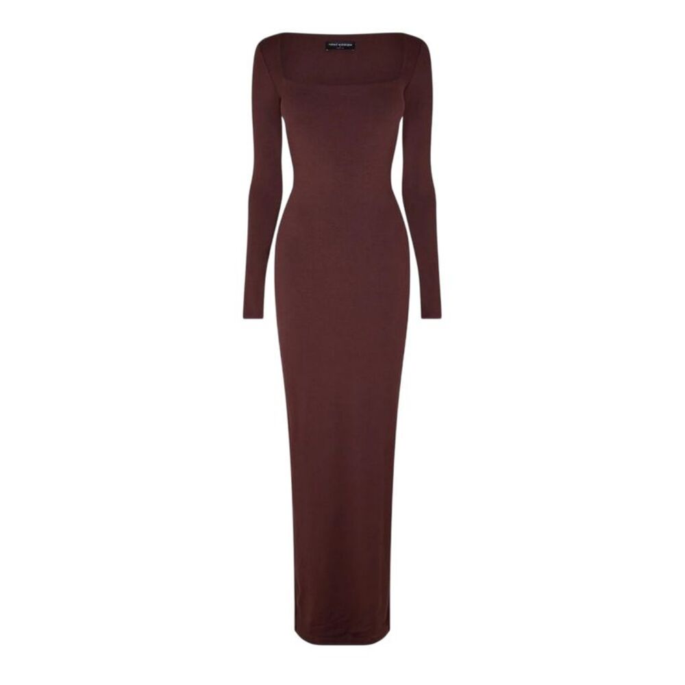 Ward Womens/Ladies Sculpt Polyester Square Neck Maxi Dress / Chocolate
